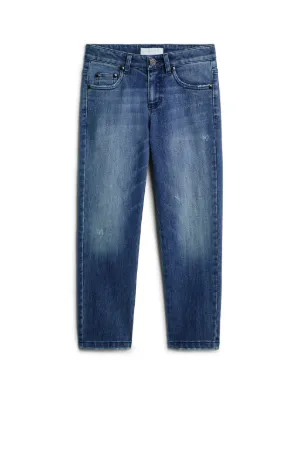 Jean en denim bleu délavé