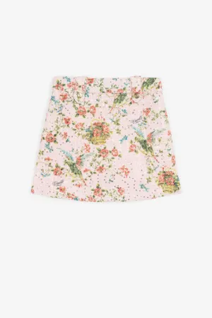 Jupe à imprimé floral ornée de sequins