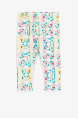 Leggings color-block con stampa monogramma