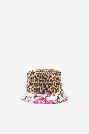 Leopard And Flower-Print Bucket Hat