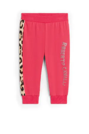 Leopard print logo trackpants