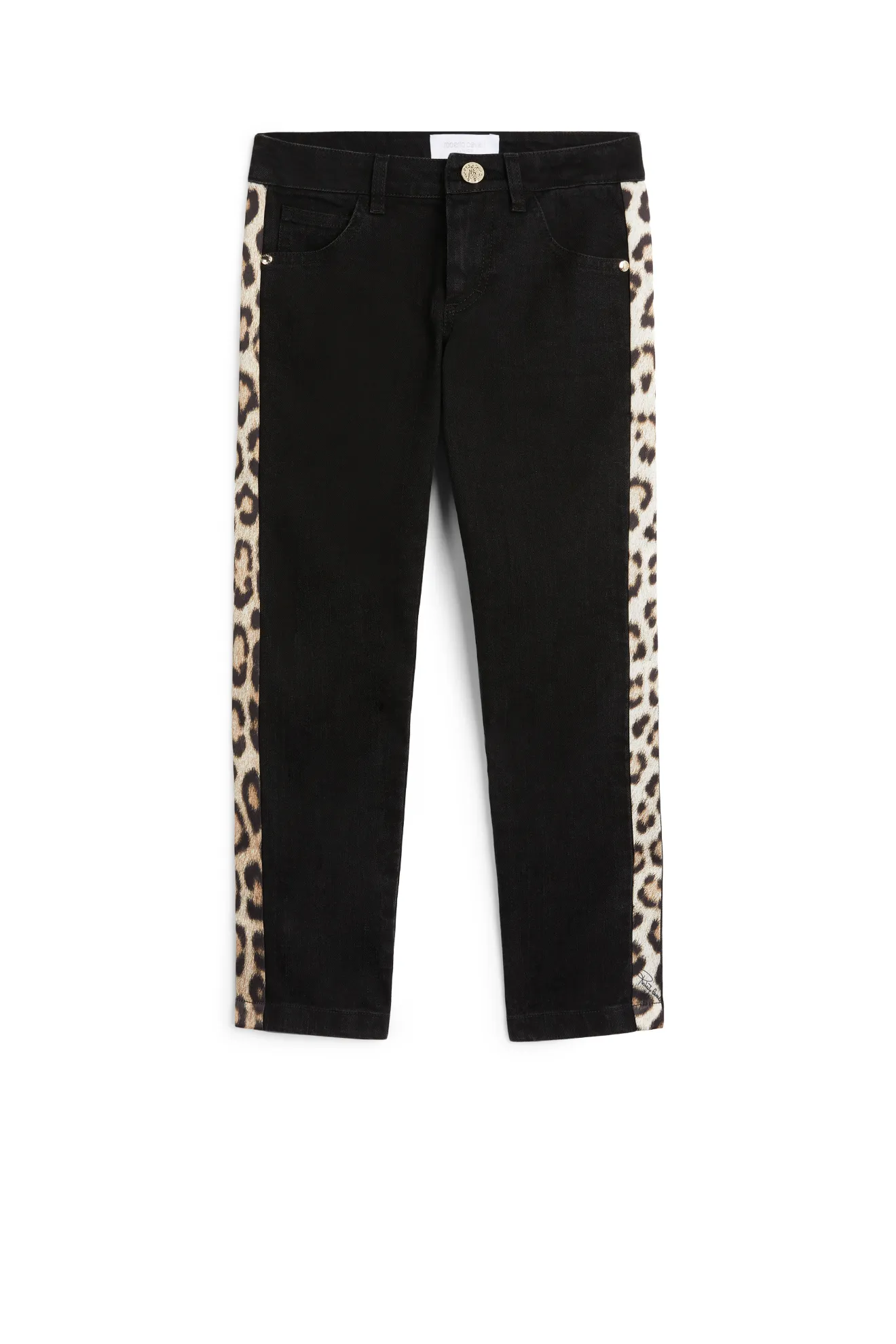 jeans with leopard print stripe