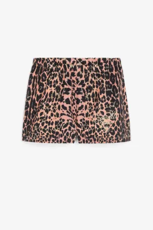 Logo-Embroidered Leopard-Print Shorts