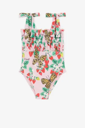Maillot de bain à imprimé fraises et papillons