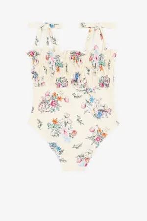 Maillot de bain à imprimé jaguars et fleurs