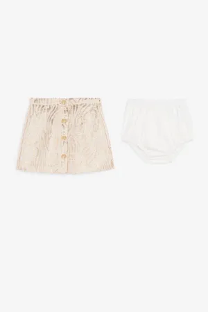 Metallic Zebra-Print Skirt Set 