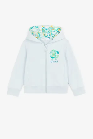 monogram-print zip-front hoodie