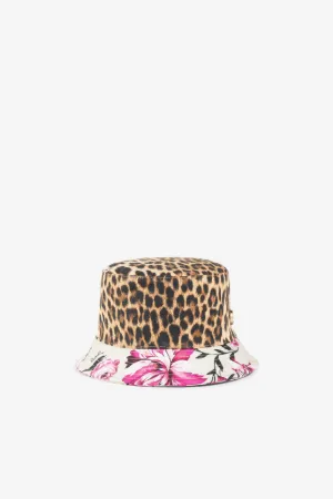 Панама с принтами Leopard и Flower