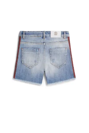pantalones cortos vaqueros con rayas laterales