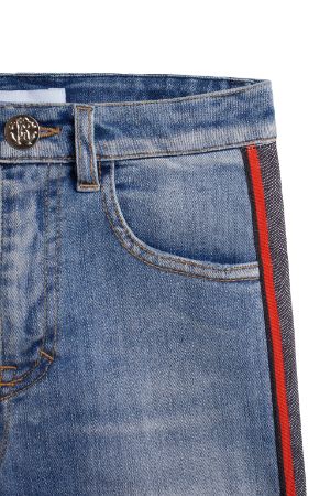 pantalones vaqueros cortos con franja Tienda Online Oficial de Roberto Cavalli®