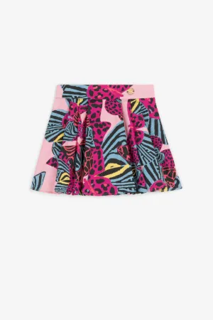 Pleated Butterfly-Print Cotton Skirt