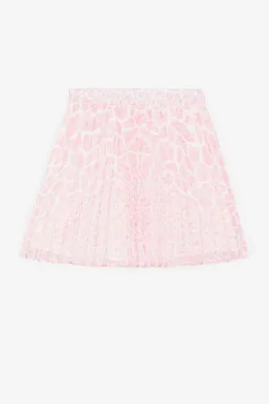 Pleated Giraffe-Print Skirt