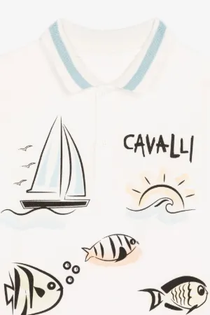 Polo en coton à imprimé marin