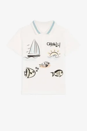 Polo en coton à imprimé marin
