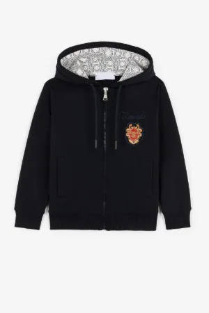 RC Monogram Crest-Appliqué Zip Hoodie