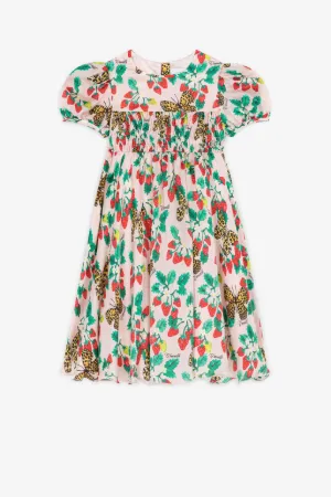 Robe en soie à imprimé fraises et papillons