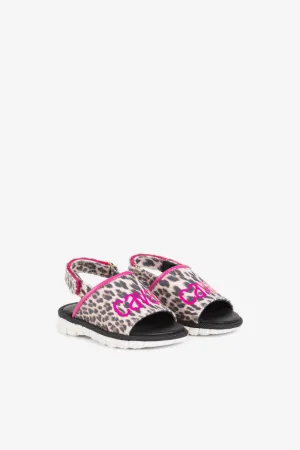 Sandalias con estampado Leopard y logo