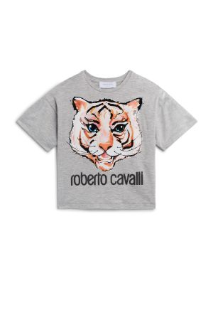 Серая футболка с принтом тигра