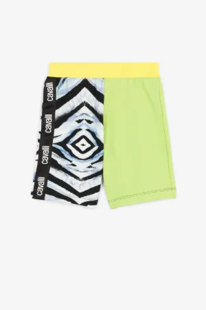 Short à imprimé zébré et rayure à logos