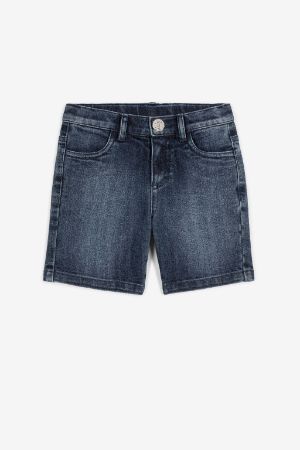 short en jean à motif brodé