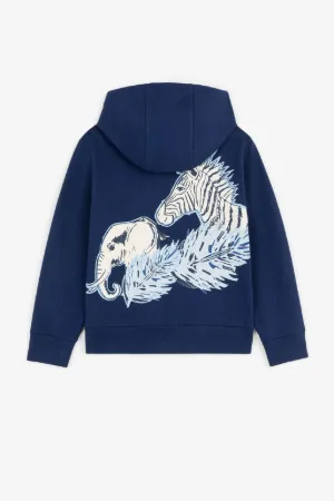 sudadera con animal print y cremallera