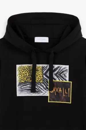 Sweat à capuche à appliqué Animalier Patchwork