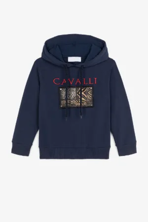Sweat à capuche à appliqué Animalier Patchwork