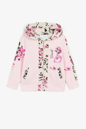 Sweat à capuche à contrastes et imprimé floral