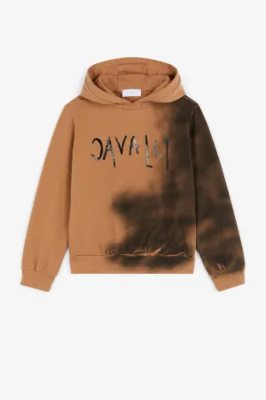 Sweat à capuche effet peinture à logo imprimé