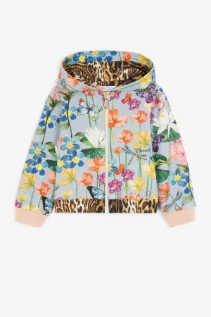 Sweat à capuche zippé à imprimé floral