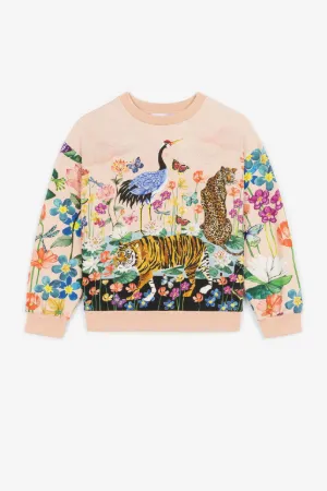 Sweat à imprimés fleurs et animaux