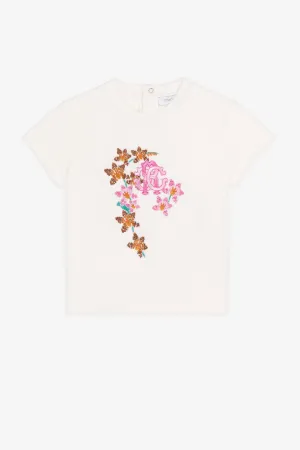 t-shirt à fleurs brodées