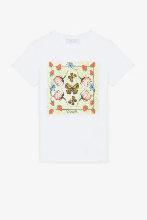 T-shirt à imprimé fraises et papillons