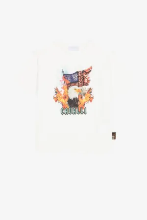 T-shirt à imprimés aigle et logo