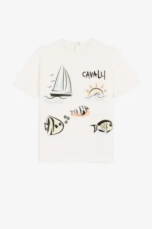 T-shirt à logo et imprimé marin