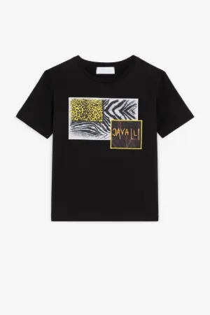 T-shirt con applicazione Animalier Patchwork