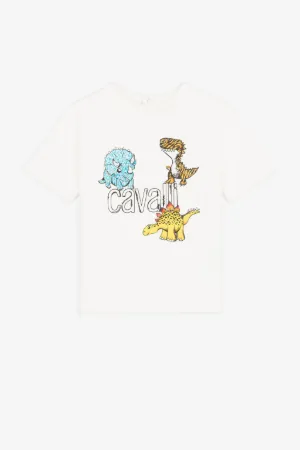 T-shirt con logo e stampa dinosauri