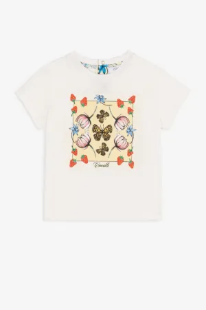 T-shirt en coton à imprimé fraises et papillons