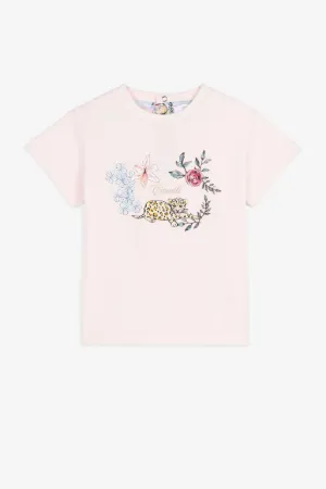 T-shirt en coton à imprimé jaguar et fleurs