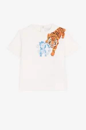 t-shirt en coton à imprimé tigre 