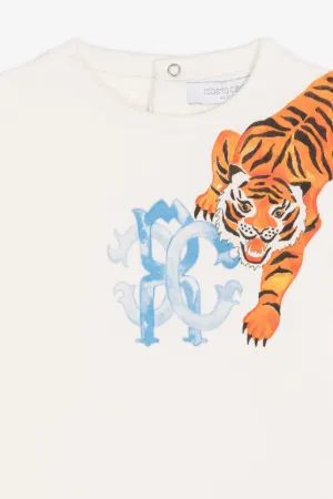 t-shirt en coton à imprimé tigre 
