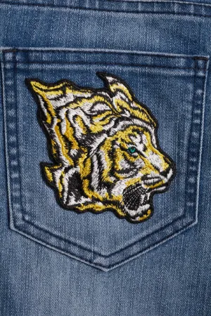 embroidered straight leg jeans