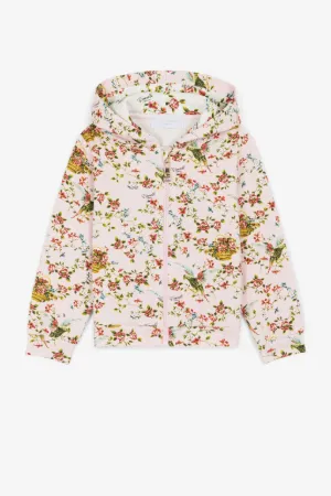 Veste à capuche zippée à imprimé floral