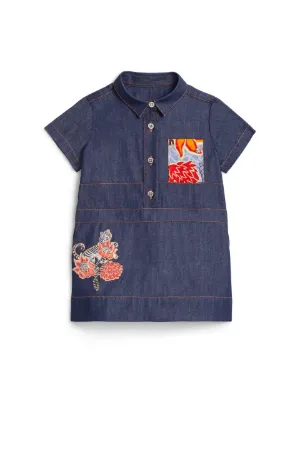 vestido de tejido cambray estampado