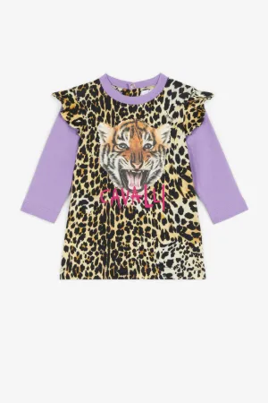 Vestido de volantes con estampado Leopard