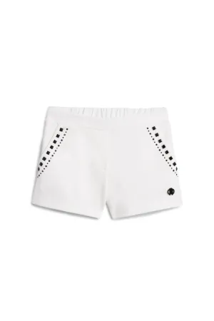 Weiße Jersey-Shorts mit Verzierung