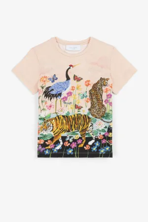 Wildlife And Flower-Print T-Shirt
