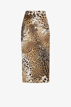 Jupe crayon à imprimé jaguar