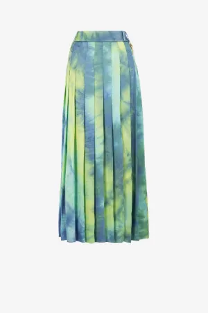 Jupe longue plissée effet tie & dye