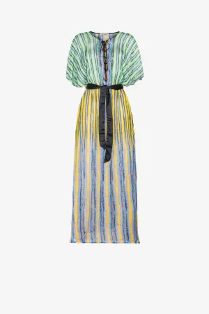 Kaftankleid aus Seide mit exotischem Streifenmuster